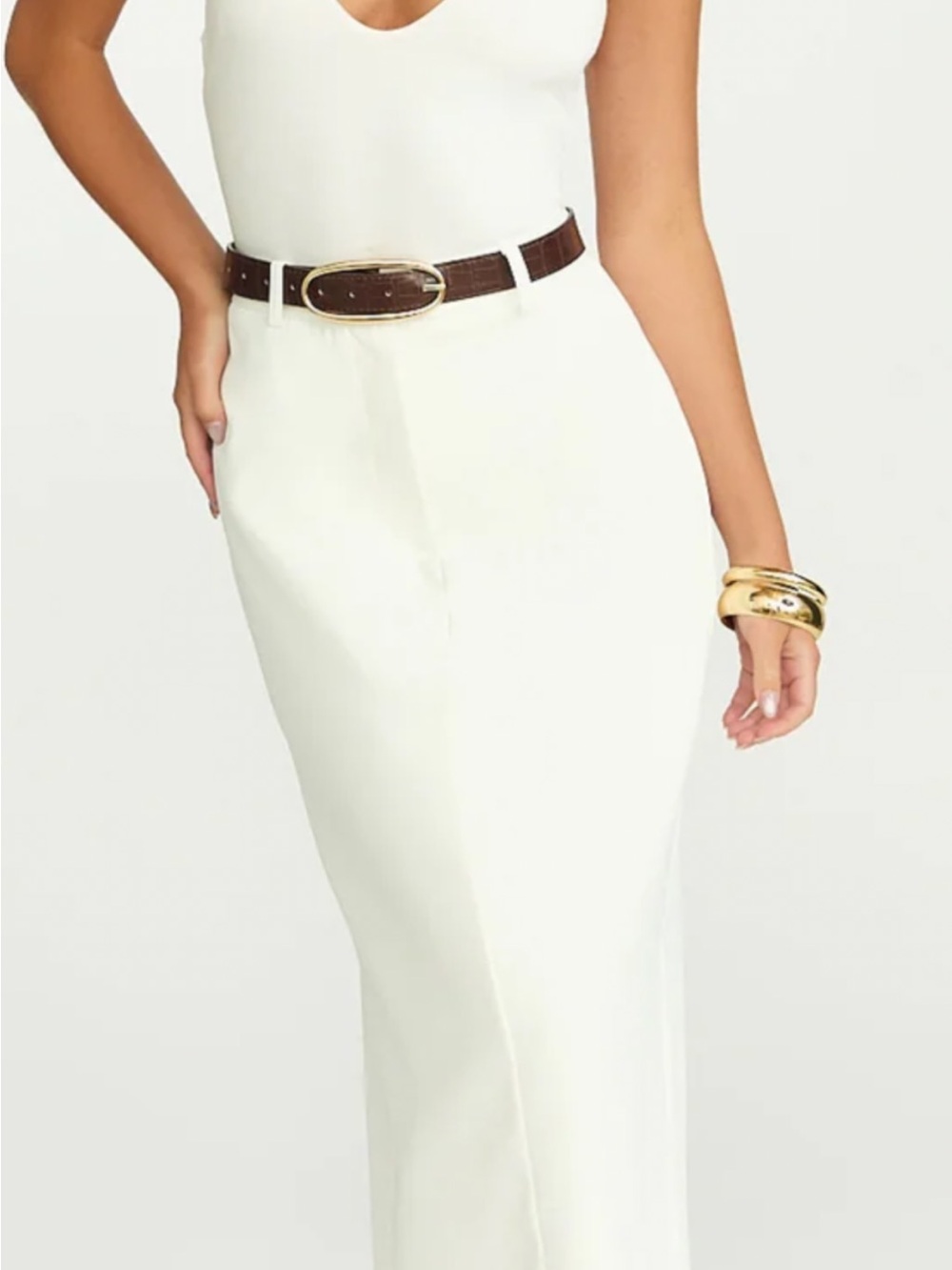 4th + Reckless High-Waist White Maxi Skirt — Sleek Silhouette